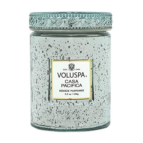 Voluspa Casa Pacifica Candle | Small Glass Jar | 5.5 Oz. | 50 Hour Burn Time | Hand-Poured Coconut Wax + All Natural Wicks for a Clean Burn | Vegan | Poured in The USA