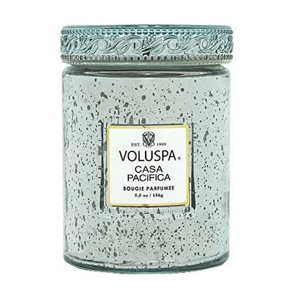 Voluspa Casa Pacifica Candle | Small Glass Jar | 5.5 Oz. | 50 Hour Burn Time | Hand-Poured Coconut Wax + All Natural Wicks for a Clean Burn | Vegan | Poured in The USA