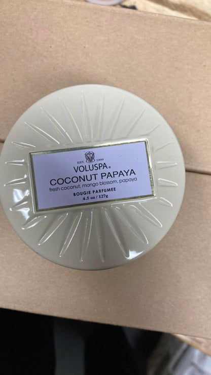 Voluspa Coconut Papaya Mini Tin Candle