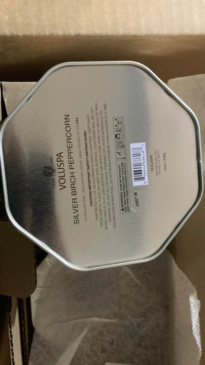 Voluspa Vermeil Silver Birch Octagon Tin 12 oz
