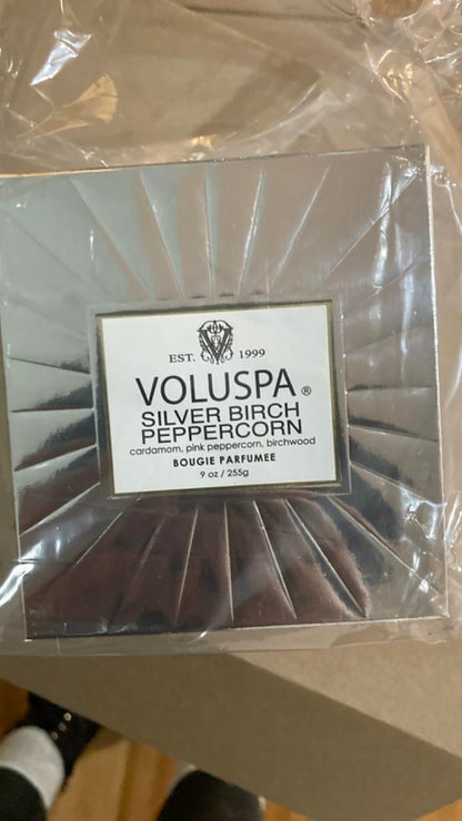 Voluspa Vermeil Silver Birch Peppercorn 9 oz Classic Candle