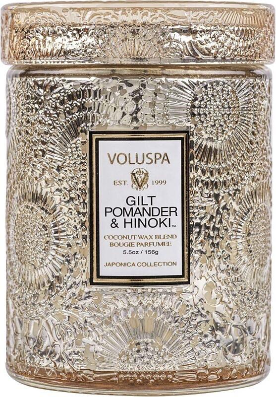 Voluspa Gilt Pomander & Hinoki Small Jar Candle, Gold, 5.5 oz