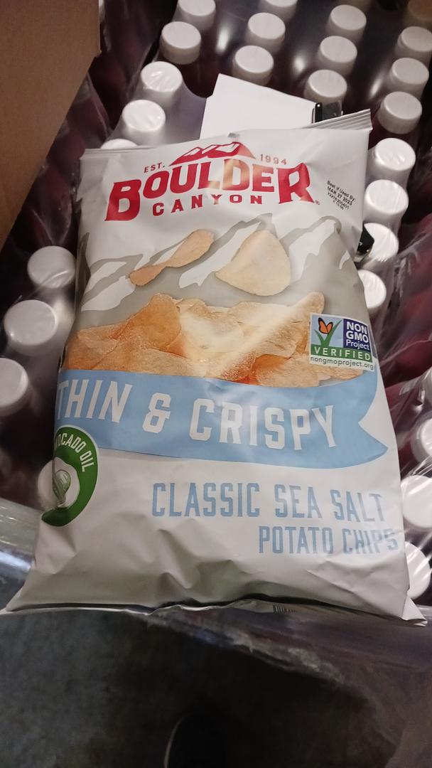 Boulder Canyon Thin & Crispy Potato Chips W/Sea Salt 6 OZ bags (Case Pack of 12)