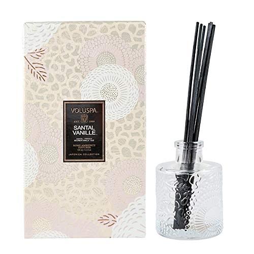 Voluspa Santal Vanille Reed Diffuser | 3.4 Fl. Oz. | 4-6 Month Product Life | 24/7 Fragrance Without The Flame | Vegan