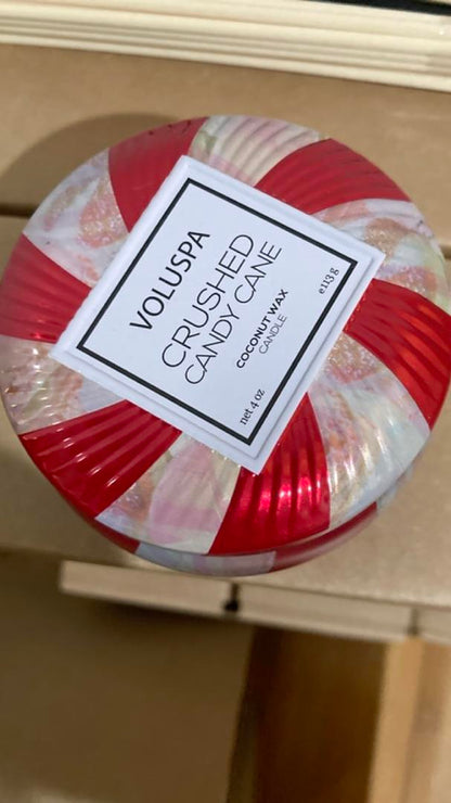 Voluspa Crushed Candy Cane Mini Tin 4 oz