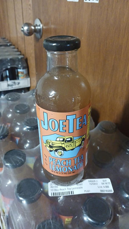 Joe Tea Peach Tea Lemonade 20 oz Glass Bottles (Case Pack of 12)