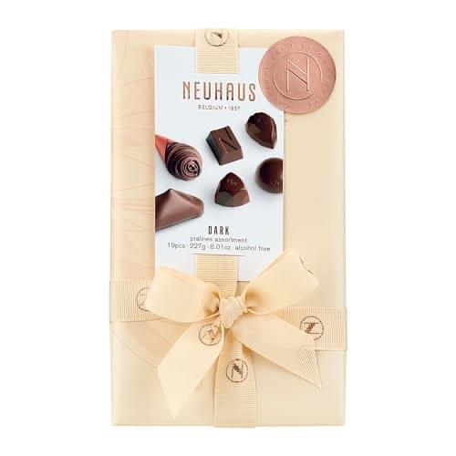 Neuhaus Belgian Chocolate 2024 Valentine Ballotin 1/2 lb All Dark Chocolates – 19 Pieces Intense Dark Coated Neuhaus Chocolate Pralines – Romantic Chocolate Gift