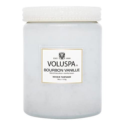 Voluspa Bourbon Vanille Candle | Large Glass Jar | 18 Oz | 100 Hour Burn Time | All Natural Wicks and Coconut Wax for Clean Burning | Vegan