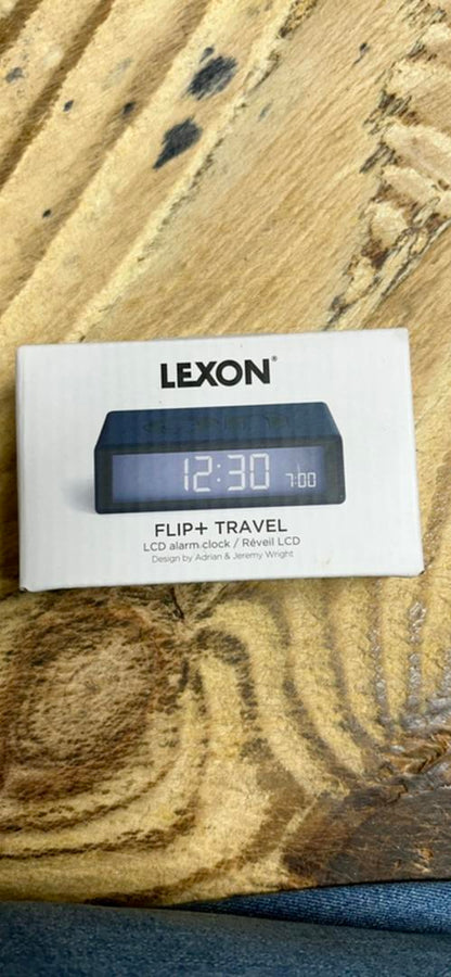 Lexon Flip + Travel LCD Alarm Clock Navy Blue