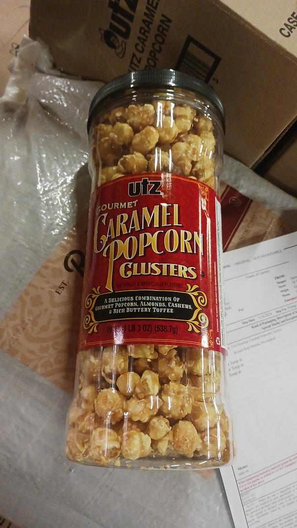 Utz Gourmet Caramel Popcorn Nut Clusters – 19 oz Container