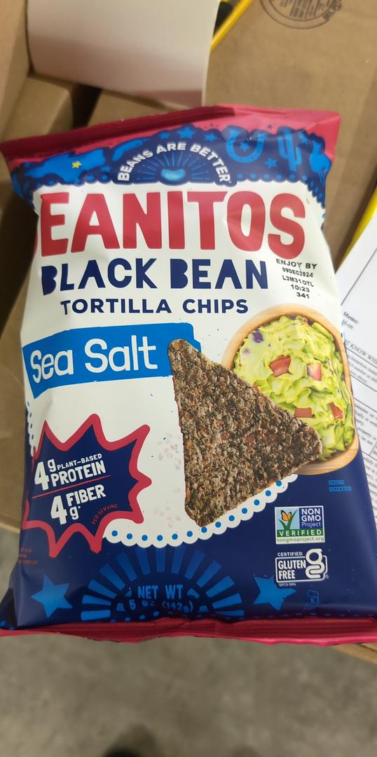 Beanitos Black Bean Tortilla Chips W/ Sea Salt 5oz bag (Case Pack of 6)