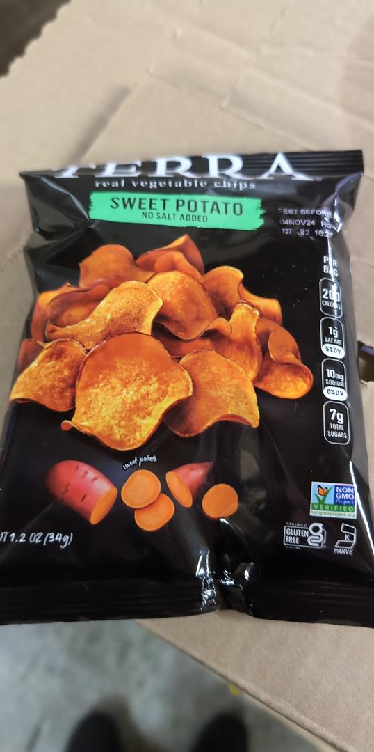 Terra Sweet Potato Chips No Salt Added 1.2 oz bags (Case Pack of 24)