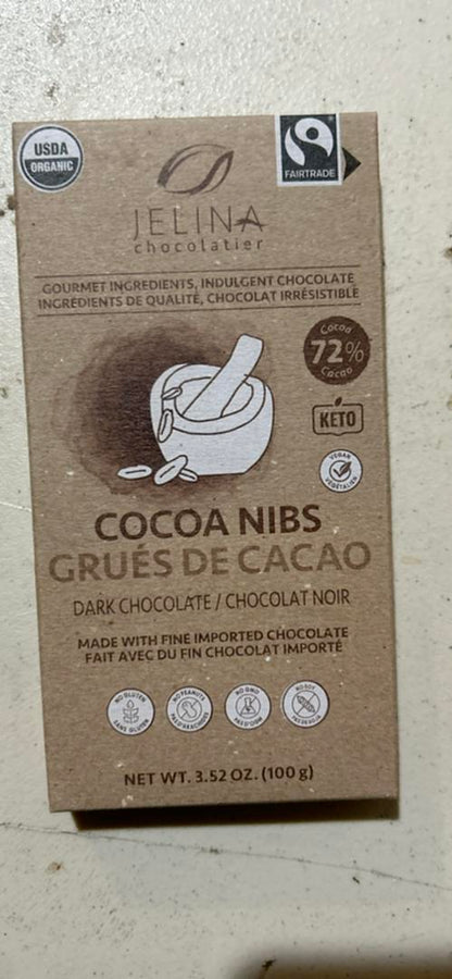 Jelina Chocolatier Dark Chocolate with Cocoa Nibs 8 pack