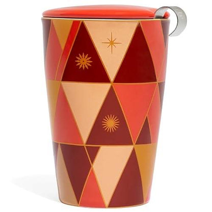 Tea Forte Kati Cup Warming Joy, Ceramic Tea Infuser Cup with Infuser Basket and Lid for Steeping Loose Leaf Tea