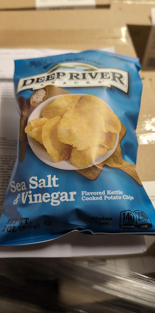 Deep River Salt and Vinegar Kettle Chips 2oz bag (Case Pack of 24)