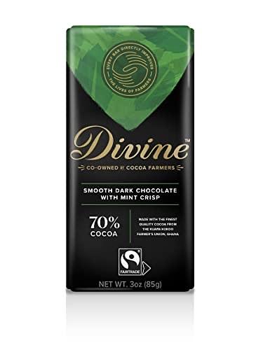 DIVINE CHOCOLATE Chocolate, 70% Dark Chocolate with Mint Crisp, 3 Oz pack of 12