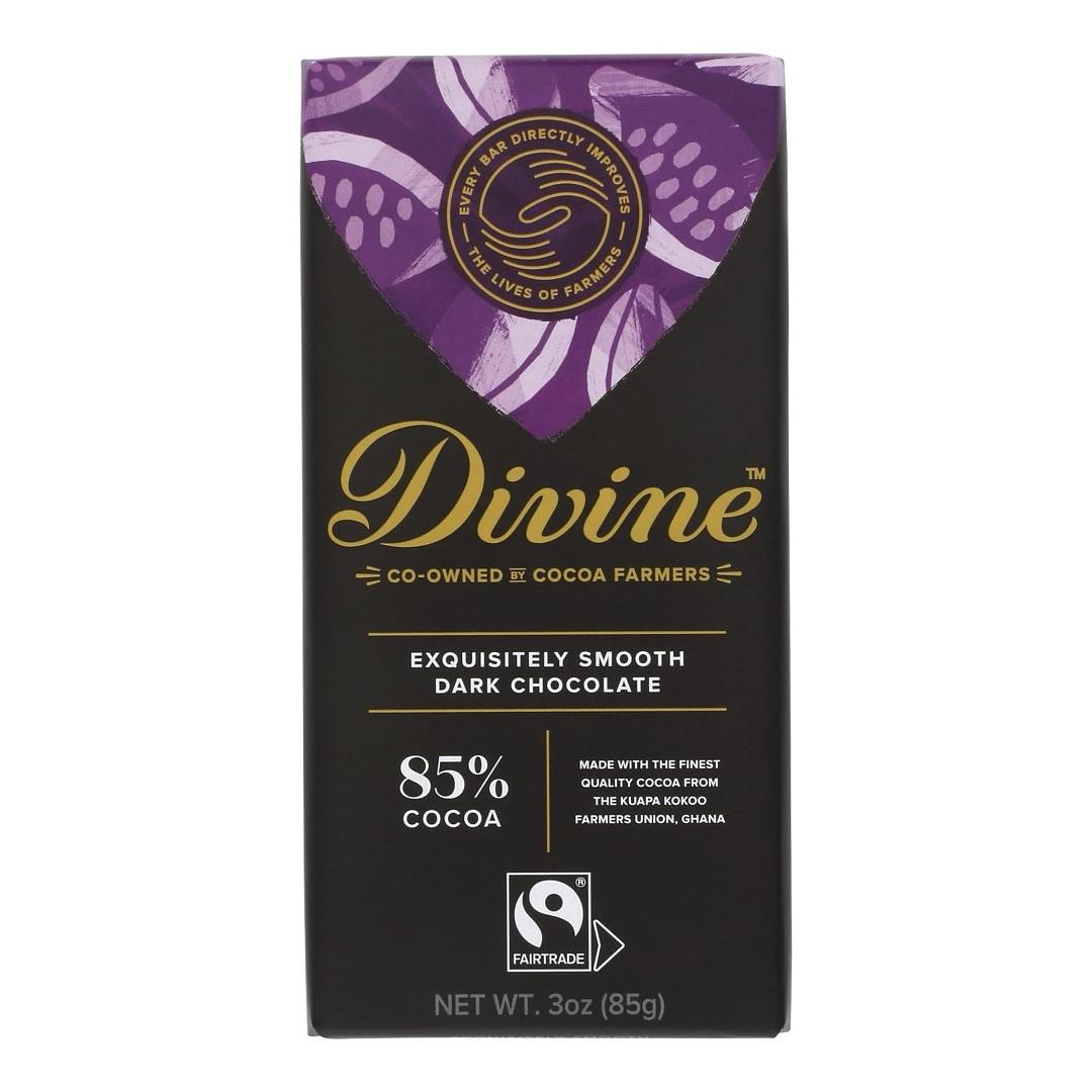 Divine - Smooth Dark Chocolate 85% Cocoa - Case Of 12 - 3 Oz