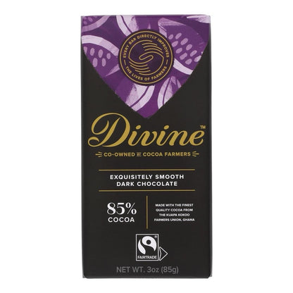 Divine - Smooth Dark Chocolate 85% Cocoa - Case Of 12 - 3 Oz