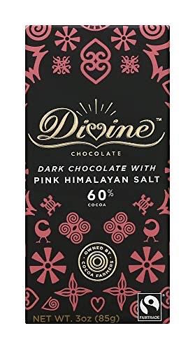 Divine Chocolate Chocolate Bar Dark Pink Himalian Salt, 3 Ounce 12 pack