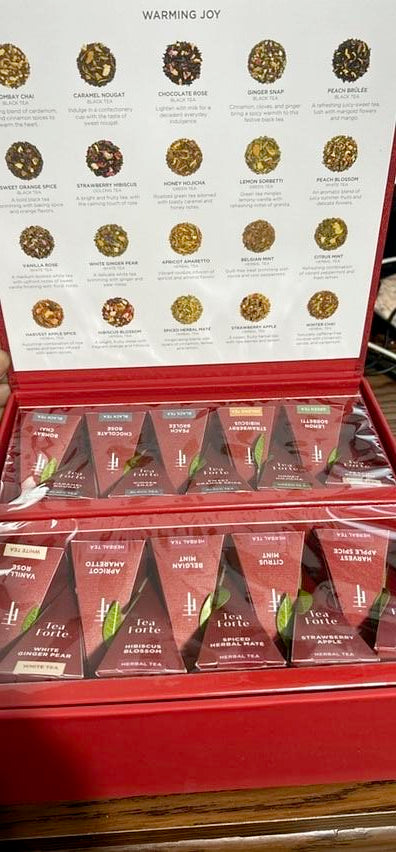 Tea Forte 2025 Limited Edition Warming Joy Tea Chest 40 Pyramid Infusers