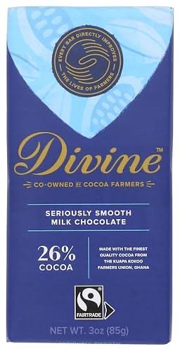DIVINE CHOCOLATE Chocolate, Seriously Smooth Milk Chocolate, 3 Oz Pack of 12