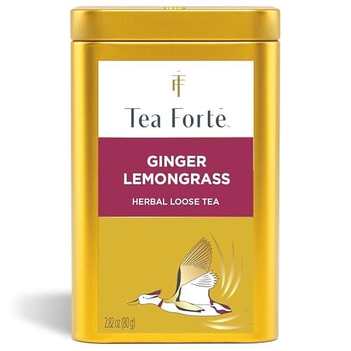 Tea Forte Ginger Lemongrass Premium Loose Leaf Caffeine-Free Herbal Tea Blend Canister, Makes 35-50 Cups