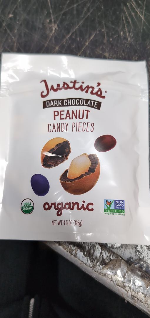 Justin's Dark Chocolate Organic Peanut Candy Pieces 4.5 oz. Bag (Case pack of 6)