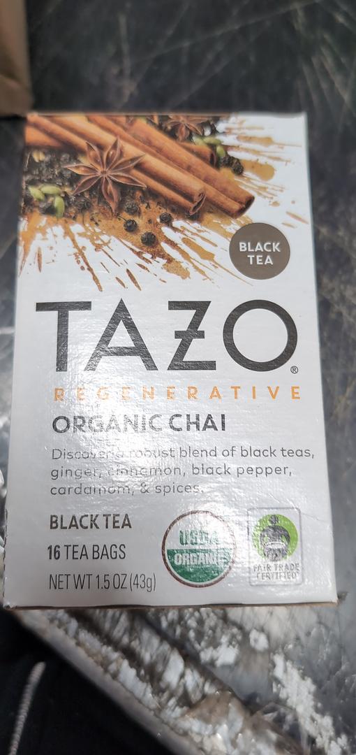 Tazo Organic Chai Black Tea Bags 1.5 oz Box (Case pack of 6)
