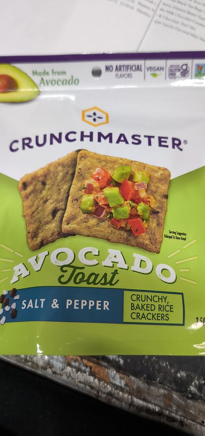 CrunchMaster Avocado, Salt and Pepper Toast Crackers 3.54 oz Bag (Case pack of 12)