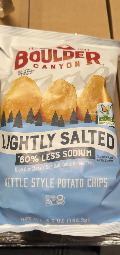 Boulder Canyon Lightly Salted Kettle Potato Chips 6.5 oz Bag (Pack of 12)