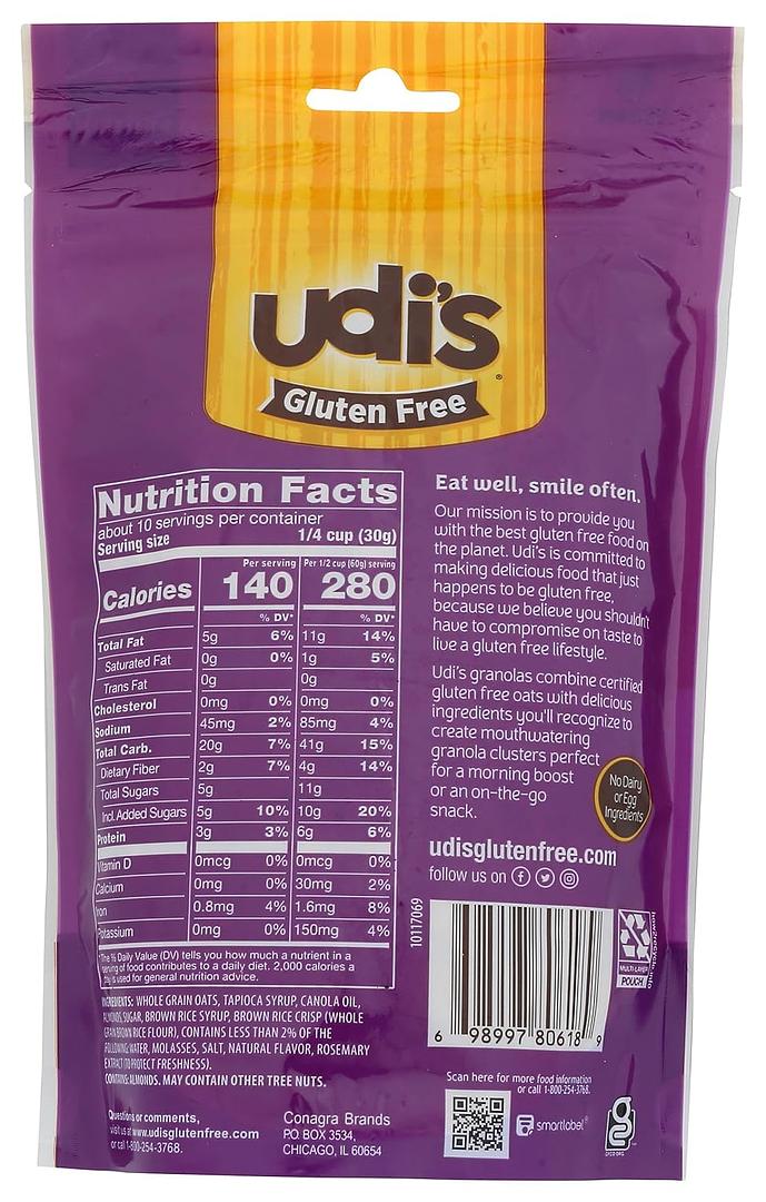 Udi's Gluten Free Vanilla Granola 11 OZ 6 Pack