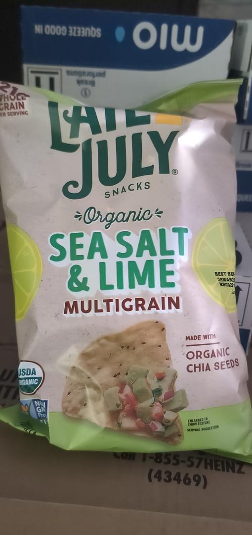 Late July Multigrain Sea Salt & Lime Organic Tortilla Chips 7.5 oz (12 Pack)