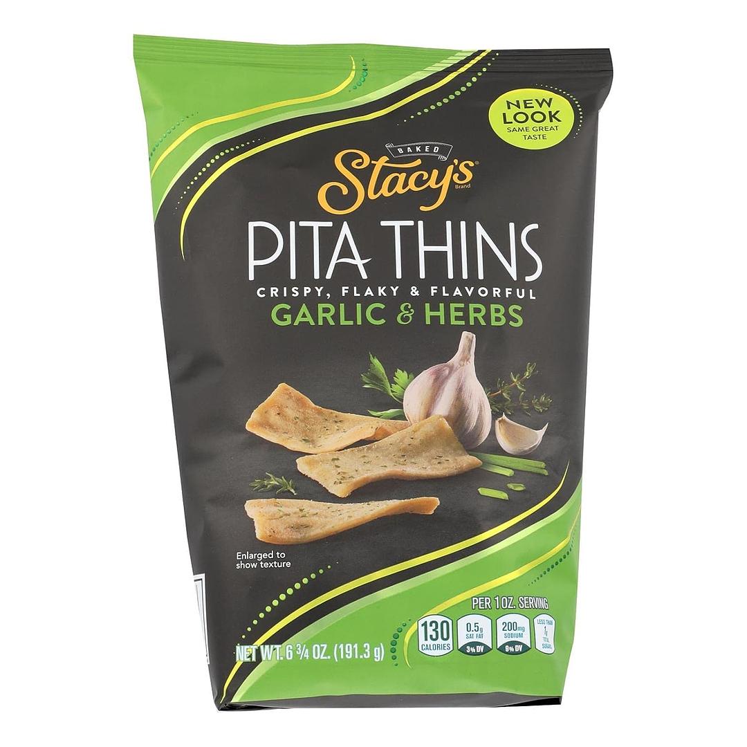 Stacy’s Crispy Garlic & Herbs Pita Thins 6.75 oz (8 Pack)