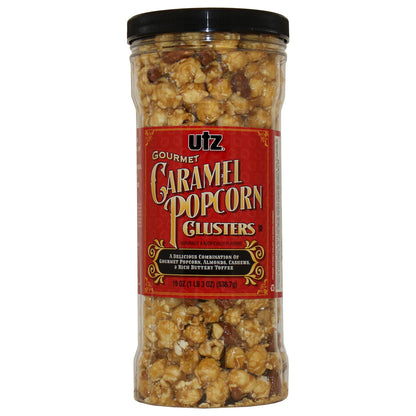 Utz Gourmet Caramel Popcorn Nut Clusters – 19 oz Container