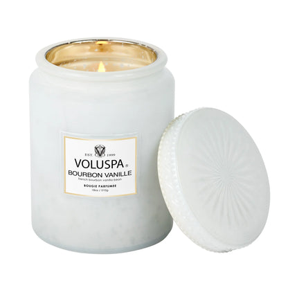 Voluspa Bourbon Vanille Candle | Large Glass Jar | 18 Oz | 100 Hour Burn Time | All Natural Wicks and Coconut Wax for Clean Burning | Vegan