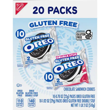 Nabisco Oreo Gluten Free Double Stuff Choc Cookies 18 oz 20 ct (4 pack)