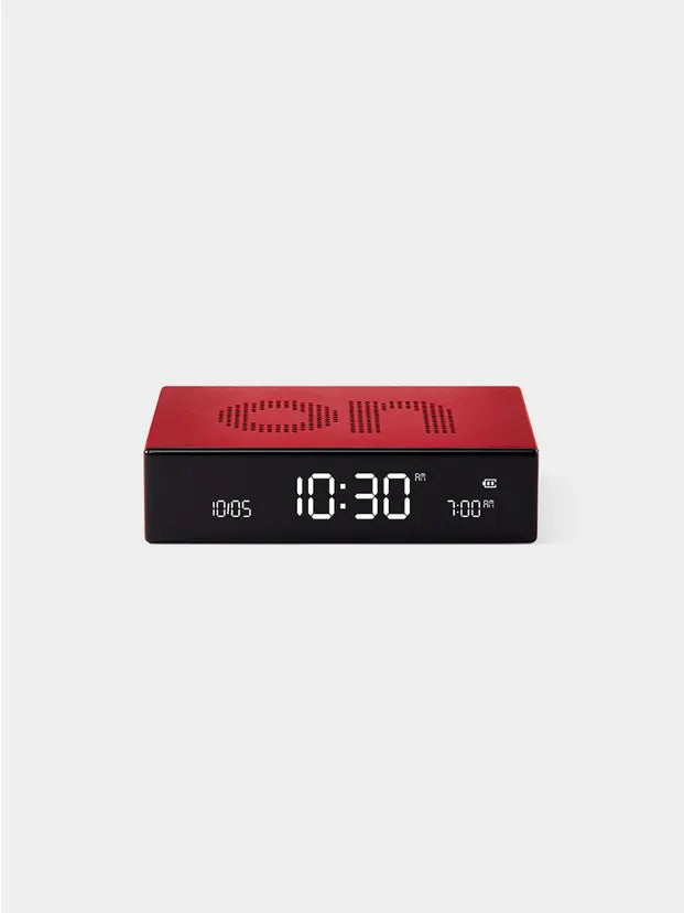 Lexon Flip + Travel LCD Alarm Clock Red