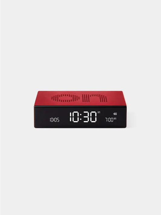 Lexon Flip + Travel LCD Alarm Clock Red