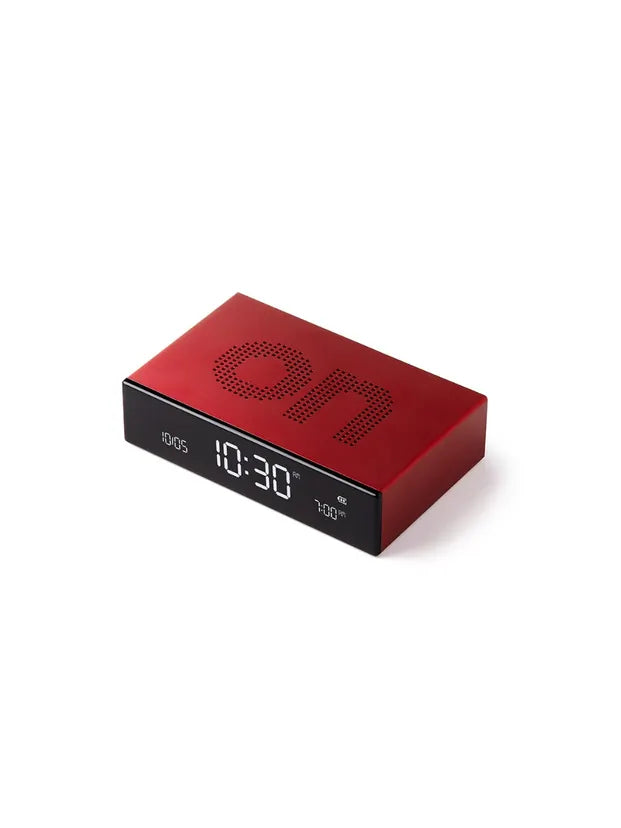 Lexon Flip + Travel LCD Alarm Clock Red