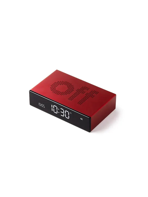 Lexon Flip + Travel LCD Alarm Clock Red