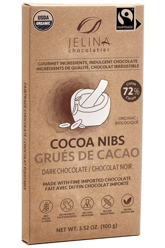 Jelina Chocolatier Dark Chocolate with Cocoa Nibs 8 pack