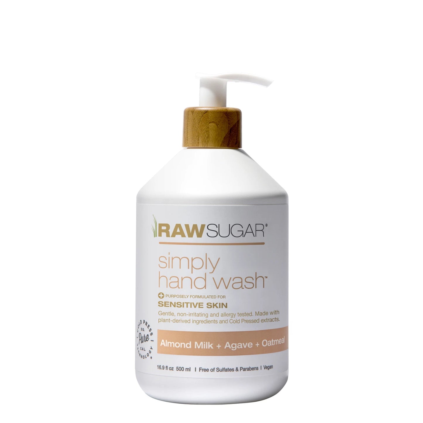 Raw Sugar Simply Hand Wash Sensitive Skin Almond Milk Agave Oatmeal 16.9 oz
