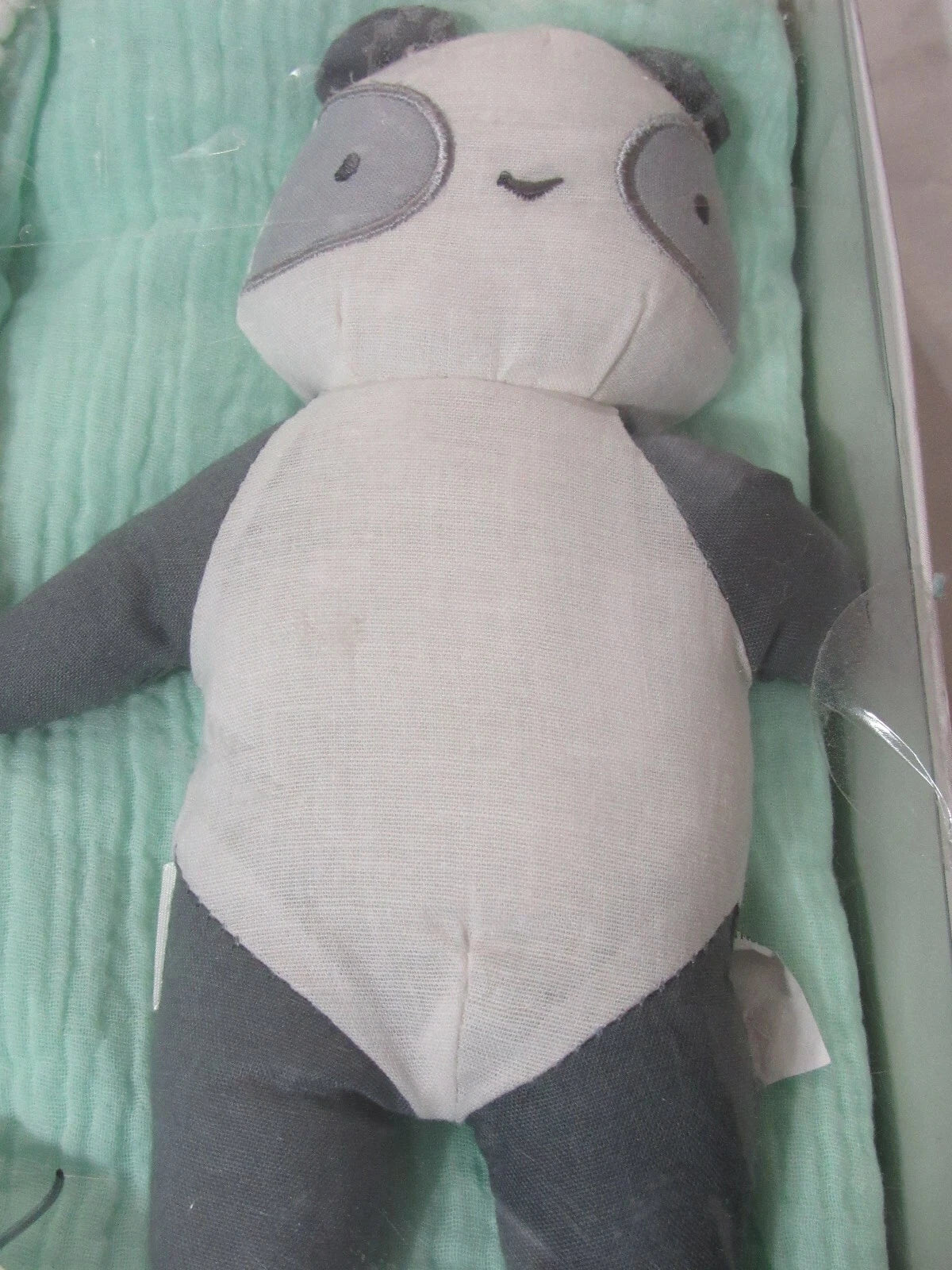 Cloud Island -Gauze Baby Blanket & Plush Panda -Joyful Mint New In Box Set