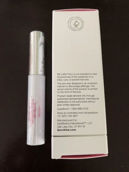 SeroVital Be LASH Full EYELASH Serum Longer Thicker Lashes with Biotin &Peptides .08 oz